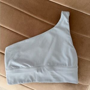 lululemon athletica One-Shoulder Crop Top in Light Gray